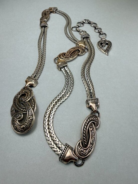 Brighton Silver Tone Chain Belt Heart Charm Adjustable Statement main image 6